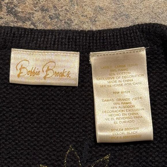 Vintage Sweater Vest Christmas Holiday Festive Cottage Boho Academia Black Large - Picture 2 of 8